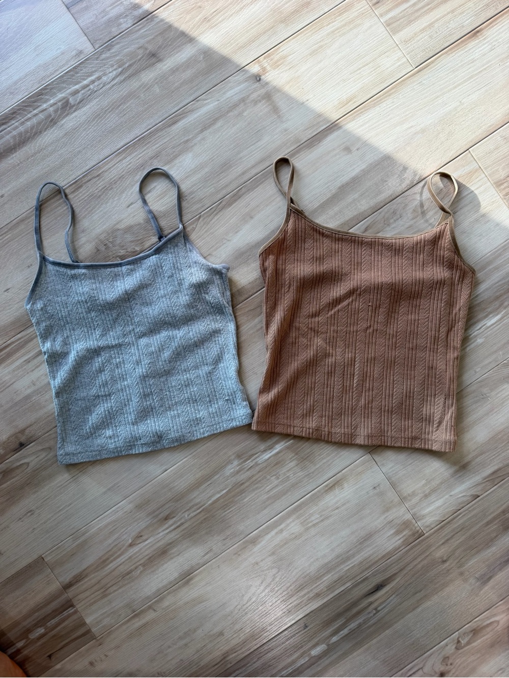 American Eagle Ribbed Spaghetti Strap tanks - Gray & Brown